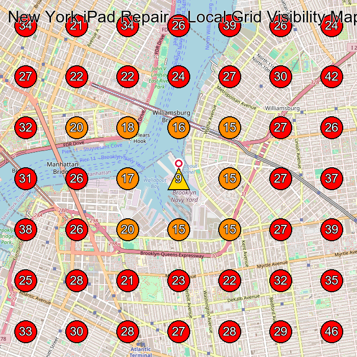 New York iPad Repair GeoGrid visibility map for Computer Repair Service in None